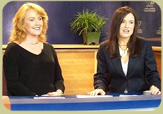 Cathleen on set with  KZSW-TV news anchor Josee Brisebois
